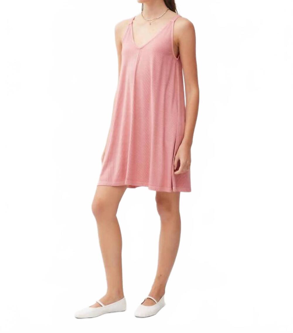 NEW BE COOL ribbed v-neck knit mini dress in dusty mauve